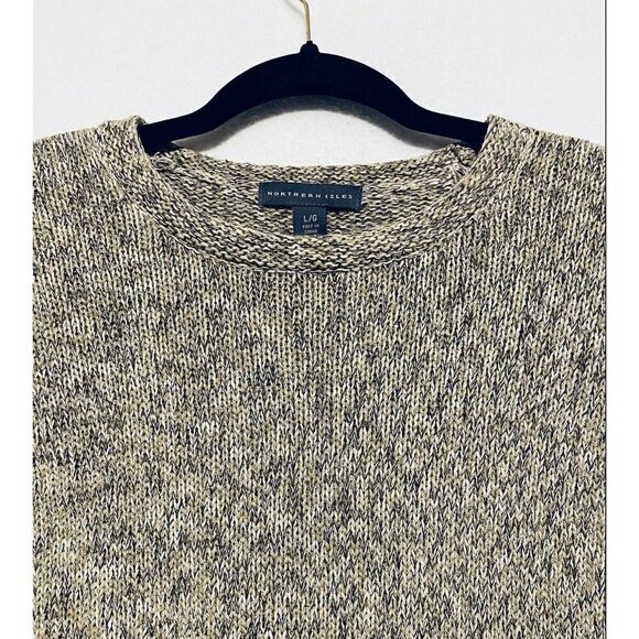 Northern Isles Sweater Womens Large Pullover Green Gray Scoop Neck Pullover - Picture 2 of 7